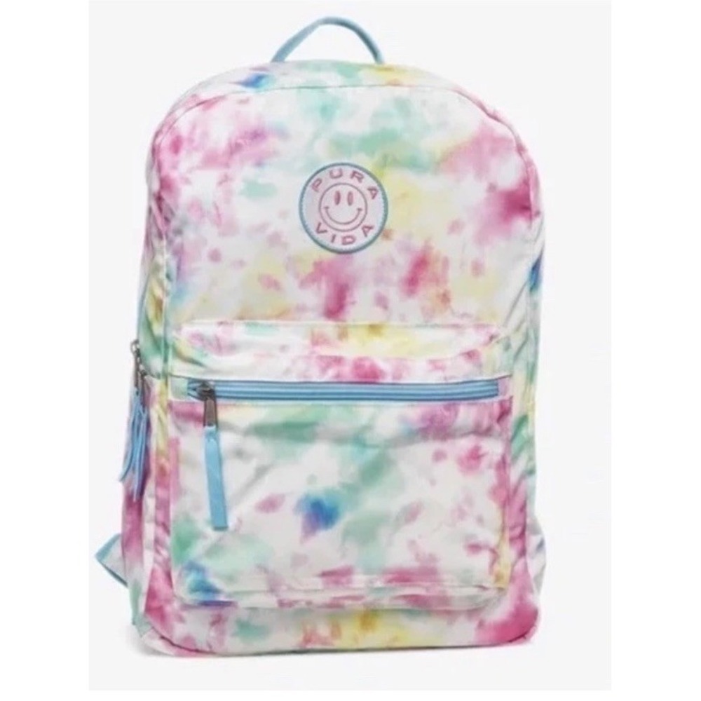 NEW‎ PURA VIDA TIE-DYE CLASSIC BACKPACK White Pink Green Amazing bag!!